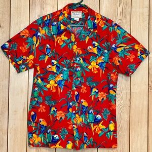 VTG Kalaheo Men's L Hawaiian Tropical Shirt Macaws Nice 100% Cotton